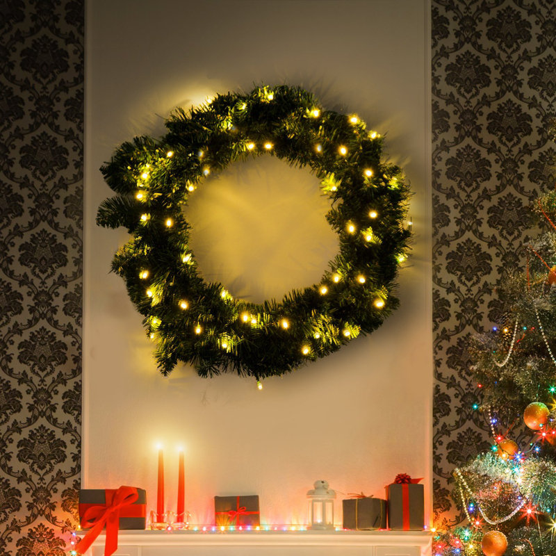 The Seasonal Aisle Christmas 55cm Lighted Christmas Wreath & Reviews
